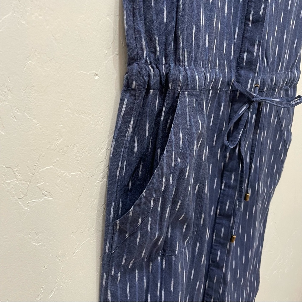 Faherty Saylor Midi Dress in Midnight Ikat Womens Medium Pockets Blue Sleeveless - Picture 7 of 15